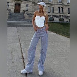 Lioness Miami Vice Pants - Navy Pinstripe